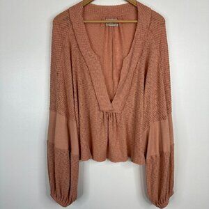 Urban Outfitters Long Balloon Sleeve Oversized Knit Rose Top Boho Large